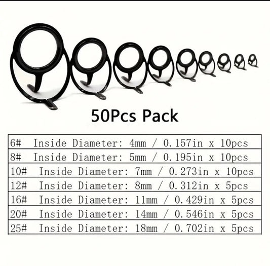 50 pcs Pack Fishing Rod Guides