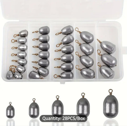 28pcs/Box Fishing Sinkers