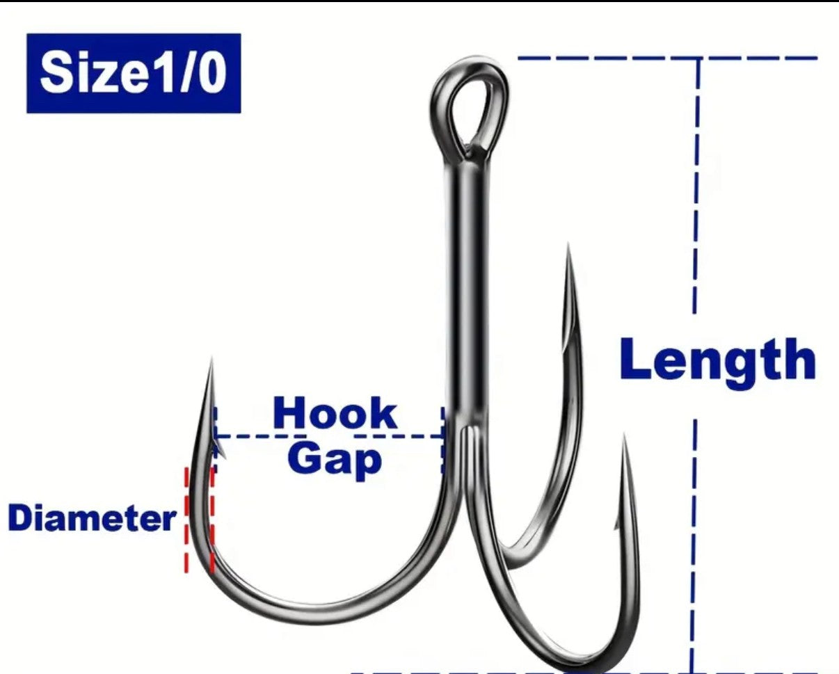 50pcs Fishing Treble Hooks